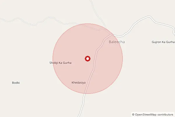 Map showing approximate area covered by Pincode 313322 — Balicha B.O, Rajsamand