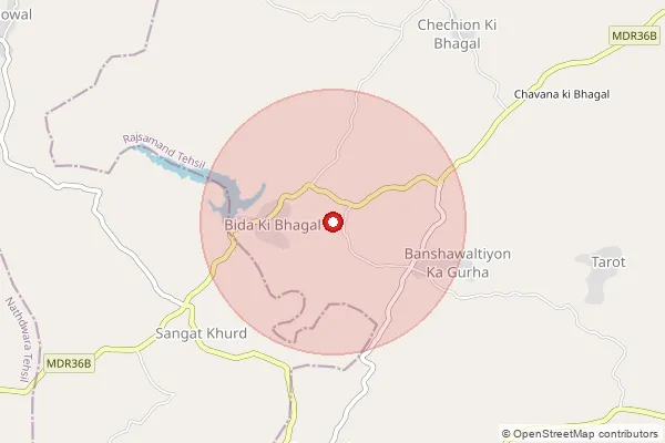 Map showing approximate area covered by Pincode 313324 — Kankroli H.O, Rajsamand
