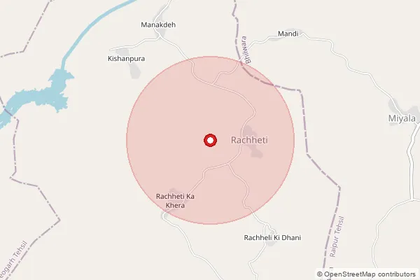 Map showing approximate area covered by Pincode 313331 — Anjana B.O, Rajsamand