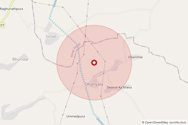 Map showing approximate area covered by Pincode 313334 — Aidana B.O, Rajsamand