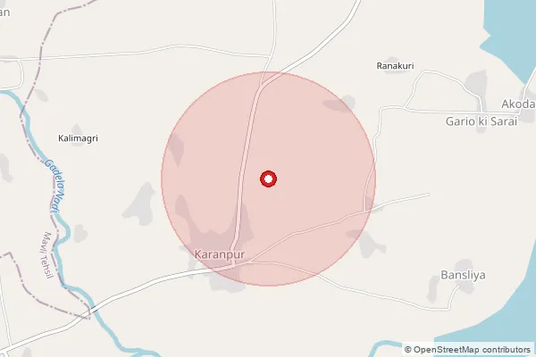 Map showing approximate area covered by Pincode 313601 — Balathal B.O, Udaipur