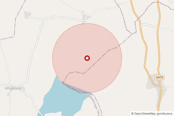 Map showing approximate area covered by Pincode 313603 — Bansada B.O, Udaipur