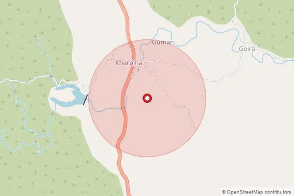 Map showing approximate area covered by Pincode 313801 — Sarupal B.O, Udaipur