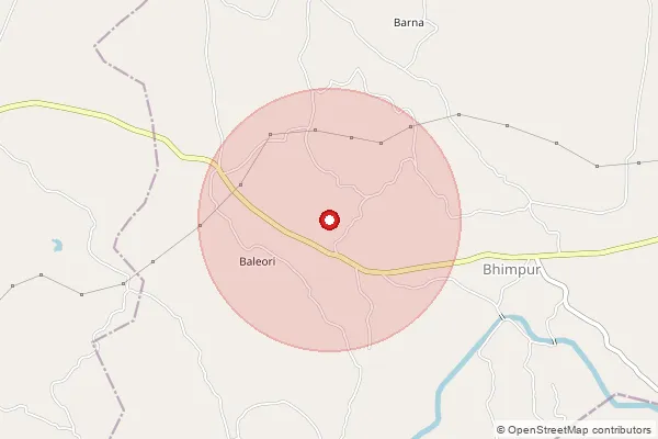 Map showing approximate area covered by Pincode 313803 — Bayri B.O, Udaipur