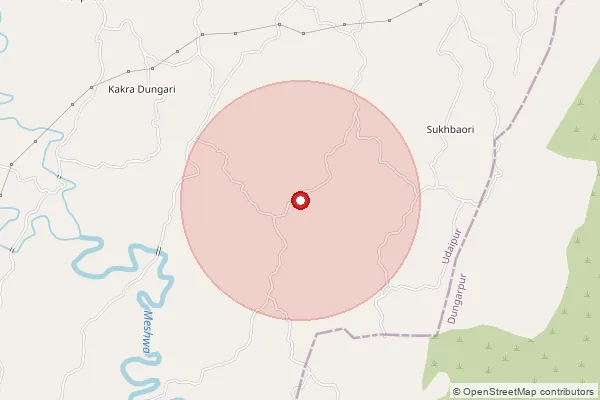 Map showing approximate area covered by Pincode 313804 — Balicha B.O, Udaipur
