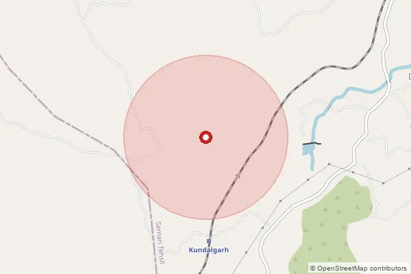 Map showing approximate area covered by Pincode 313805 — Kunda B.O, Udaipur