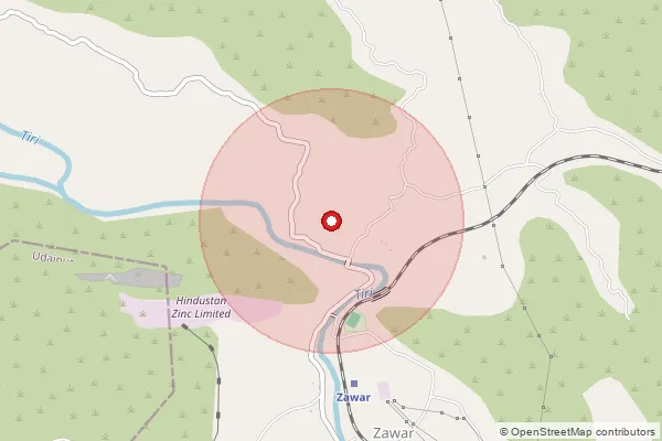 Map showing approximate area covered by Pincode 313901 — Deopura B.O, Udaipur
