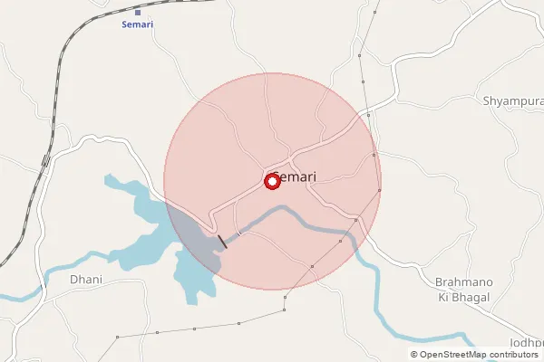 Map showing approximate area covered by Pincode 313903 — Medi Dhani B.O, Udaipur