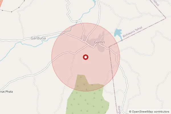 Map showing approximate area covered by Pincode 314011 — Gamdi Deval B.O, Dungarpur