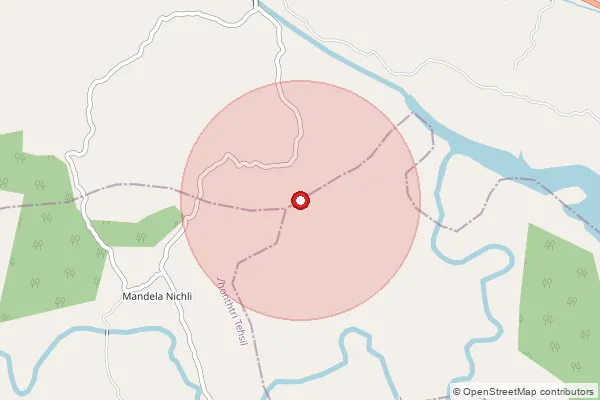 Map showing approximate area covered by Pincode 314037 — Balota B.O, Dungarpur