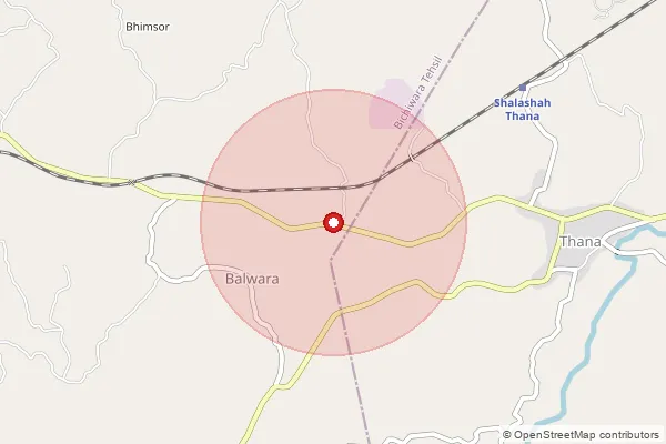 Map showing approximate area covered by Pincode 314804 — Sabli B.O, Dungarpur