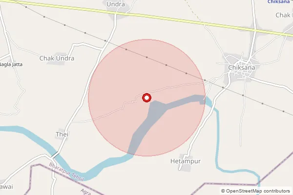 Map showing approximate area covered by Pincode 321001 — Bharatpur H.O, Bharatpur