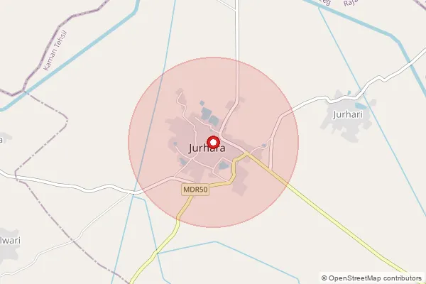 Map showing approximate area covered by Pincode 321023 — Badipur B.O, Bharatpur