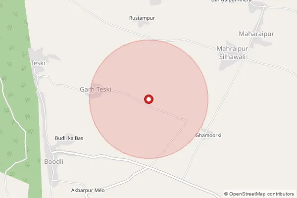 Map showing approximate area covered by Pincode 321024 — Berru B.O, Bharatpur