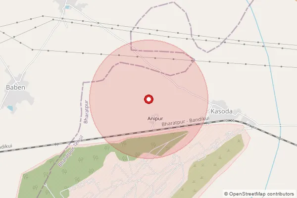Map showing approximate area covered by Pincode 321026 — Dehra B.O, Bharatpur