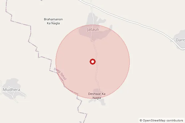 Map showing approximate area covered by Pincode 321206 — Jatoli Thoon B.O, Bharatpur