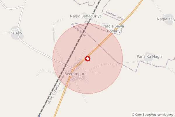 Map showing approximate area covered by Pincode 321302 — Nekpur B.O, Bharatpur