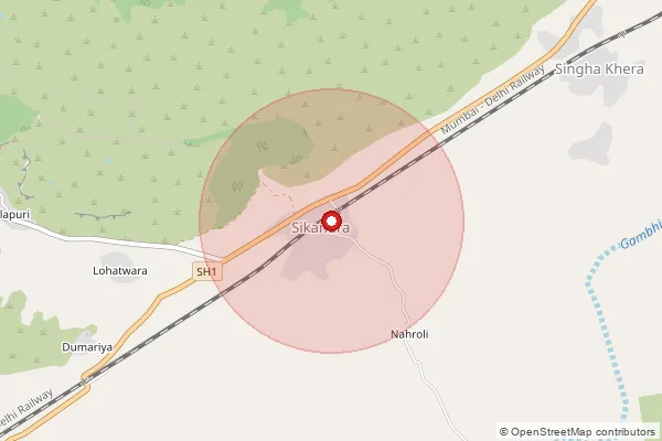 Map showing approximate area covered by Pincode 321401 — Bidiyari Bo, Bharatpur