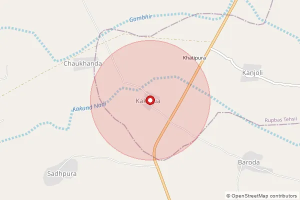 Map showing approximate area covered by Pincode 321402 — Baroda Bo, Bharatpur