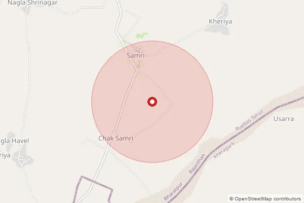 Map showing approximate area covered by Pincode 321404 — Chenkora Bo, Bharatpur