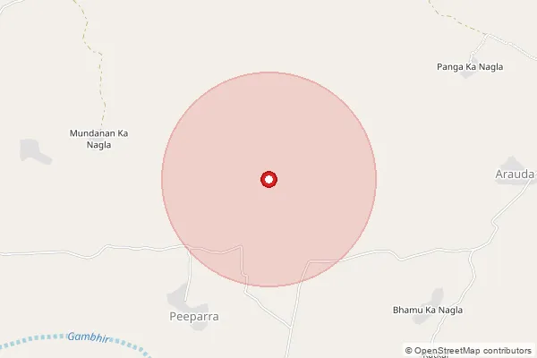 Map showing approximate area covered by Pincode 321409 — Ghatri B.O, Bharatpur