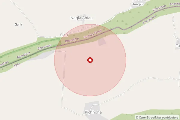 Map showing approximate area covered by Pincode 321411 — Gajipur Bo, Bharatpur