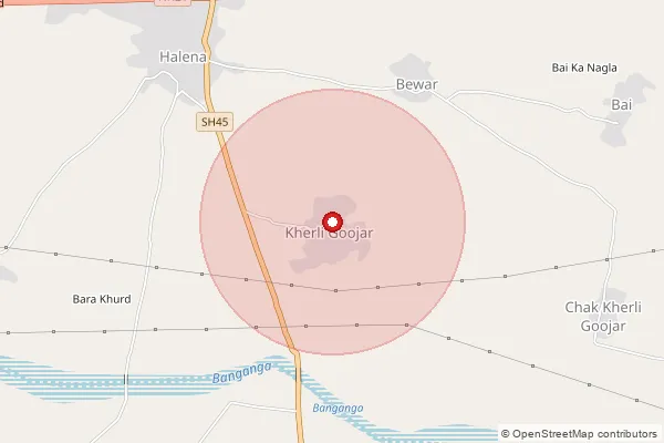 Map showing approximate area covered by Pincode 321601 — Kherli Gujar B.O, Bharatpur