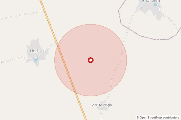 Map showing approximate area covered by Pincode 321602 — Gangrauli B.O, Bharatpur