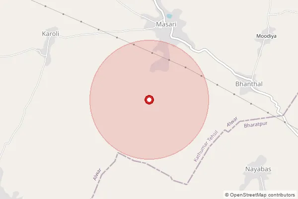 Map showing approximate area covered by Pincode 321605 — Isrota B.O, Alwar