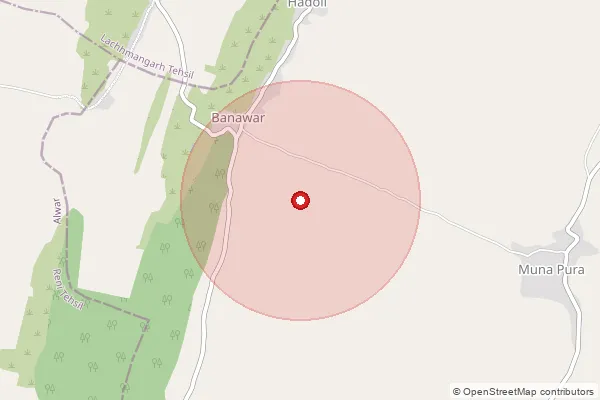 Map showing approximate area covered by Pincode 321609 — Garh Himmat Singh Bo, Dausa