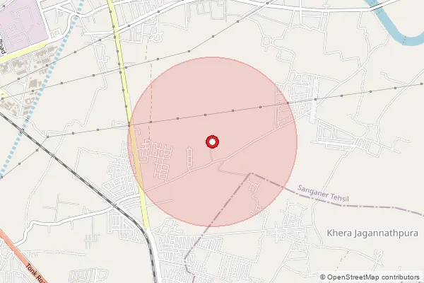 Map showing approximate area covered by Pincode 321613 — Pakhar Bo, Dausa