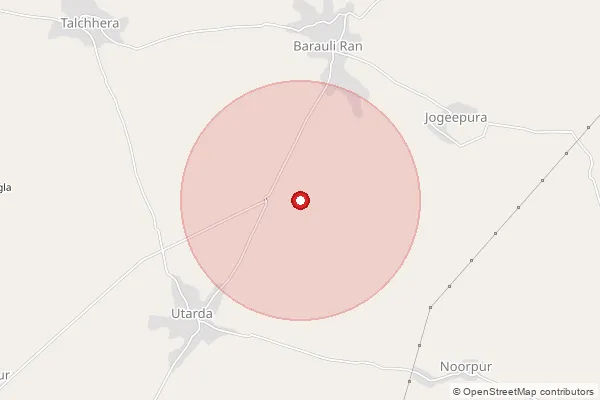 Map showing approximate area covered by Pincode 321614 — Nayabas B.O, Bharatpur