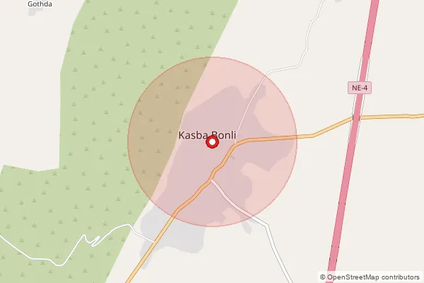 Map showing approximate area covered by Pincode 322023 — Bans Torda Bo, Sawai Madhopur