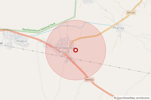 Map showing approximate area covered by Pincode 322030 — Malrna Chaur So, Sawai Madhopur