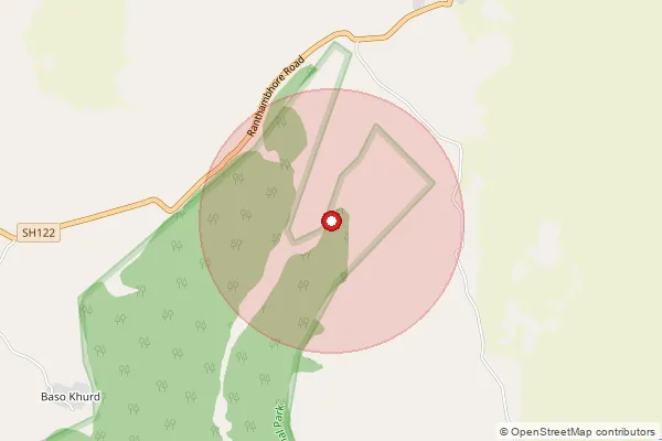 Map showing approximate area covered by Pincode 322033 — Hadoti Bo, Karauli