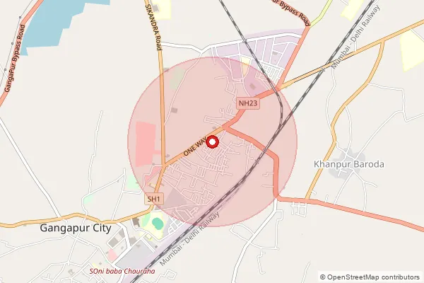 Map showing approximate area covered by Pincode 322201 — Gangapur Ho, Sawai Madhopur