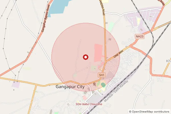 Map showing approximate area covered by Pincode 322204 — Kunjela Bo, Karauli