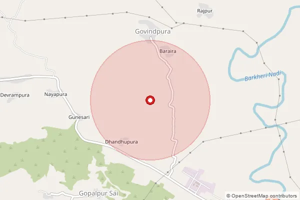 Map showing approximate area covered by Pincode 322213 — Kamalpura Bo, Karauli