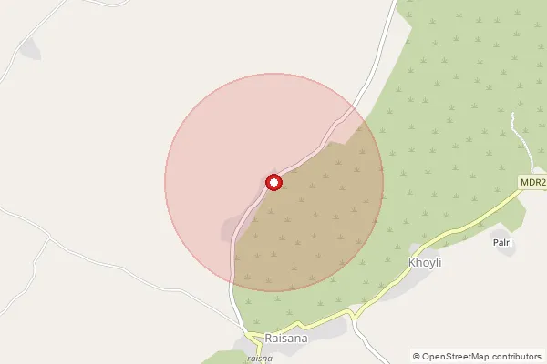Map showing approximate area covered by Pincode 322215 — Nadoti So, Karauli