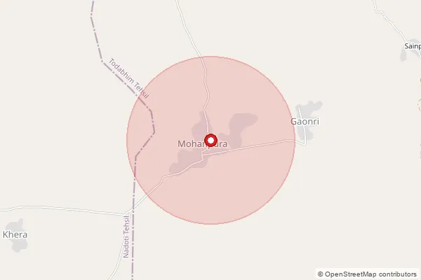 Map showing approximate area covered by Pincode 322216 — Badagaon Bo, Karauli