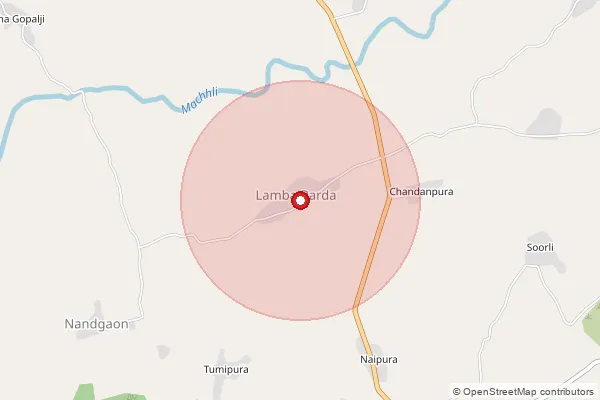 Map showing approximate area covered by Pincode 322236 — Jagar Bo, Karauli