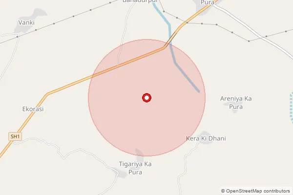 Map showing approximate area covered by Pincode 322249 — Khoobnagar Bo, Karauli