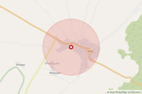 Map showing approximate area covered by Pincode 322251 — Ninder Bo, Karauli