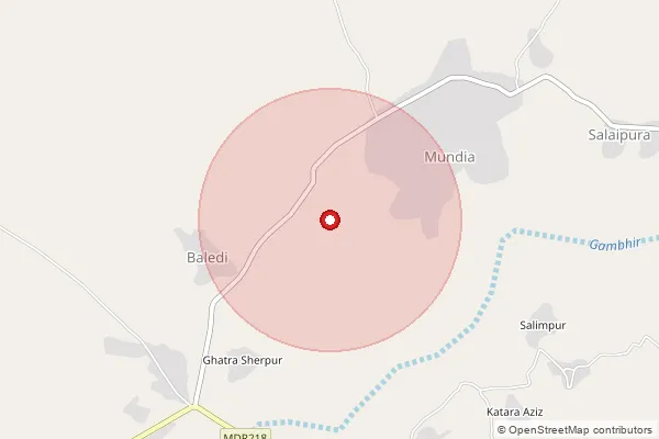 Map showing approximate area covered by Pincode 322254 — Jagdishpura Bo, Karauli