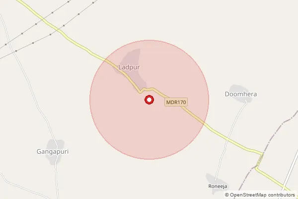 Map showing approximate area covered by Pincode 323021 — Alphanagar B.O, Bundi