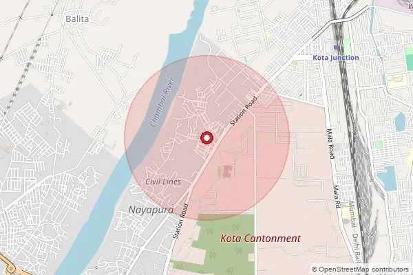 Map showing approximate area covered by Pincode 323022 — Dabi B.O, Bundi