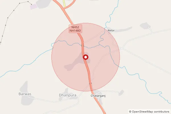 Map showing approximate area covered by Pincode 323023 — Chatarganj B.O, Bundi