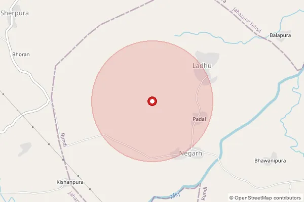 Map showing approximate area covered by Pincode 323024 — Abar B.O, Bundi