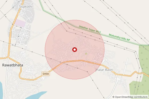 Map showing approximate area covered by Pincode 323307 — Mohana B.O, Chittorgarh