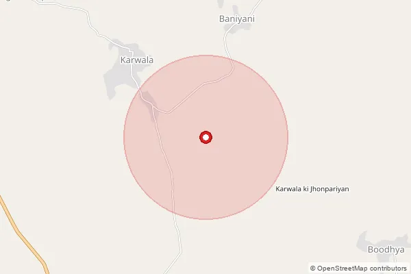 Map showing approximate area covered by Pincode 323602 — Karwala B.O, Bundi